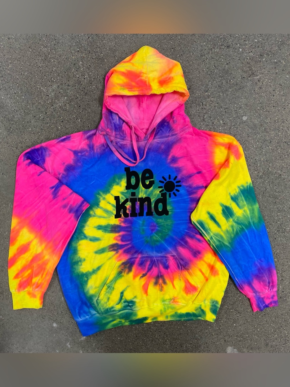 Bright Rainbow Be Kind Tie Dye Hoodie size XL